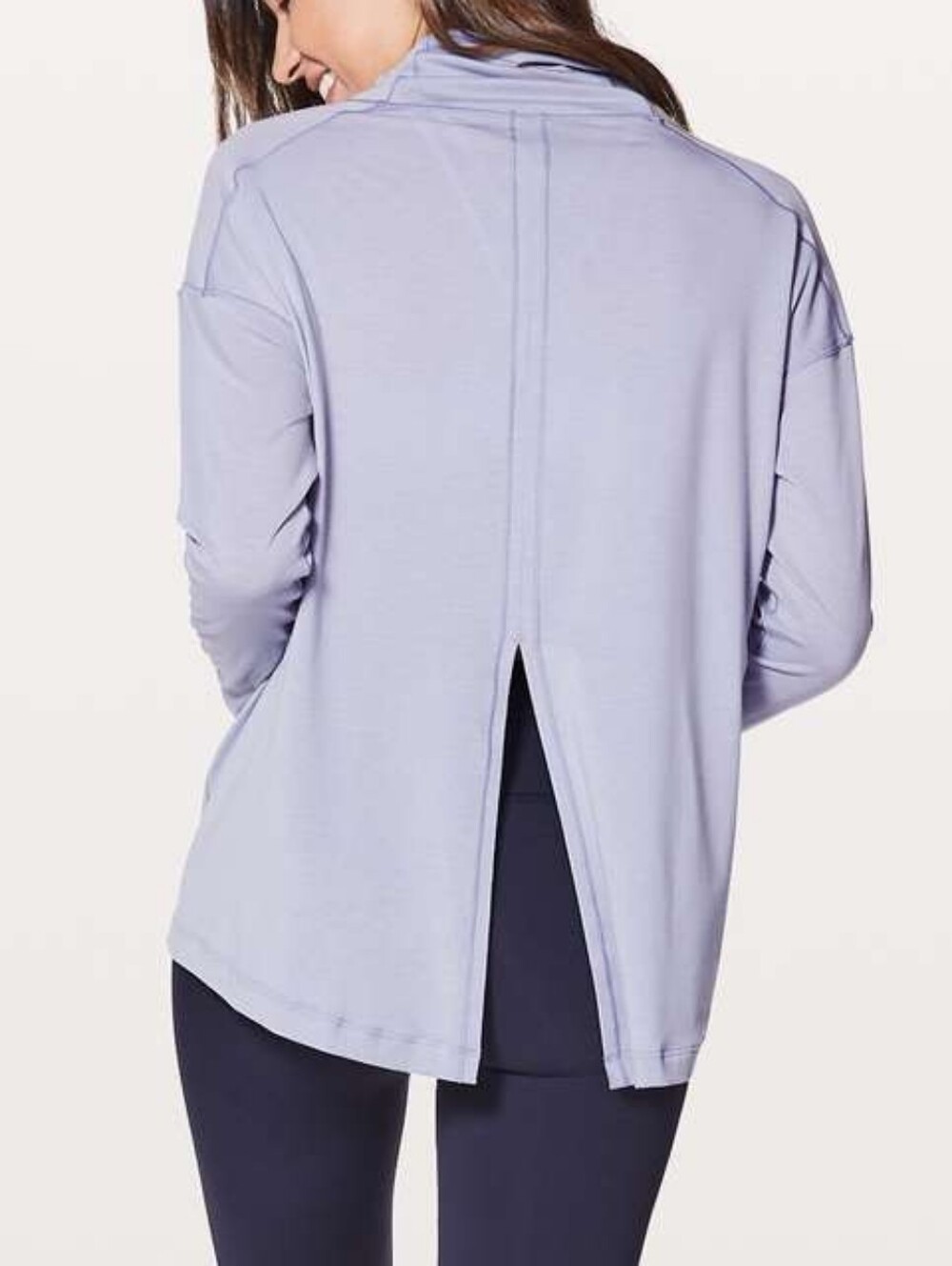 Lululemon See You In Savasana Long Sleeve Heathered Misty Moon Womens Size 10